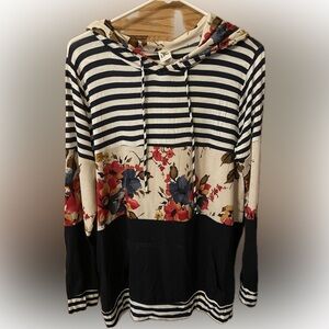 Sew In Love Navy and White Striped Top